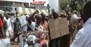 Réseau National pour  la défense des droits des victimes des déchets  toxiques de  Côte d’Ivoire en grève devant afriland first bank Ledebativoirien.net