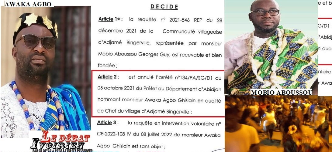 Officielle à Abidjan : la Justice délivre la Grosse qui met fin à la crise de la chefferie d’Adjamé-Bingerville Ledebativoirien.net