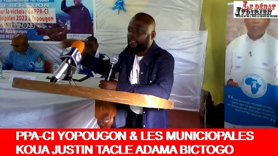 Suivez Koua Justin avec Ledebativoirien.net "Michel Koudou Gbagbo n'a pas été choisi parce qu'il est fils de Gbagbo...Bictogo vient à Yopougon pour escroquer moralement les populations de Yopougon..."