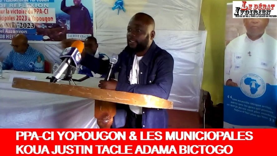 Suivez Koua Justin avec Ledebativoirien.net "Michel Koudou Gbagbo n'a pas été choisi parce qu'il est fils de Gbagbo...Bictogo vient à Yopougon pour escroquer moralement les populations de Yopougon..."