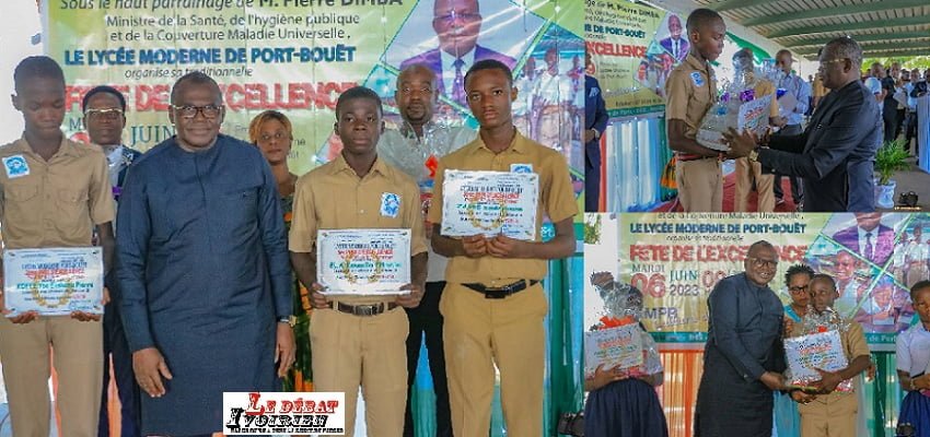 Abidjan-El Hadj Ibrahim Konaté félicite les élèves primés à la Journée d'Excellence édition 2023 du Lycée Moderne de Port-Bouët Ledebativoirien.net
