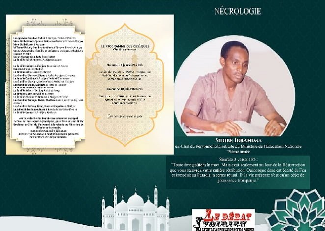 Abidjan-deuil : la rédaction ‘‘Le Debat Ivoirien’’ pleure Père SIDIBE Ibrahim ledebativoirien.net
