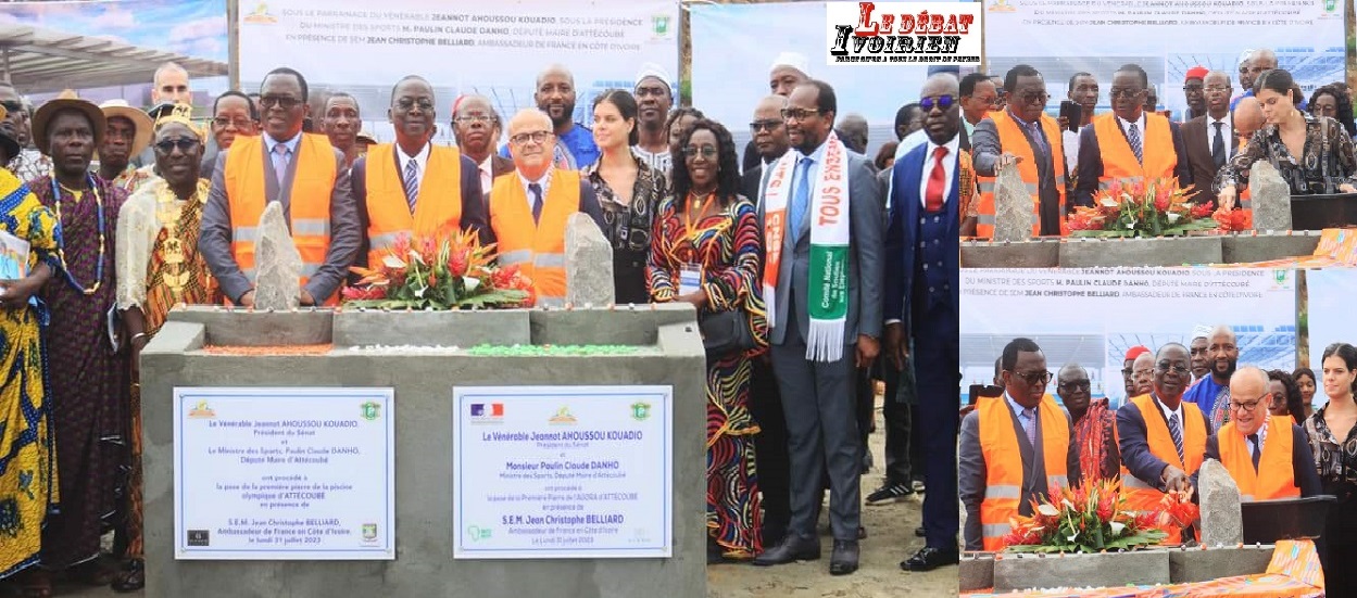 Côte d’Ivoirien- Attécoubé PJ.GOUV 2023-2025: le Président du Sénat, Jeannot KOUADIO AHOUSSOU pose les premières pierres de l'Agora et de la piscine ledebativoirien.net