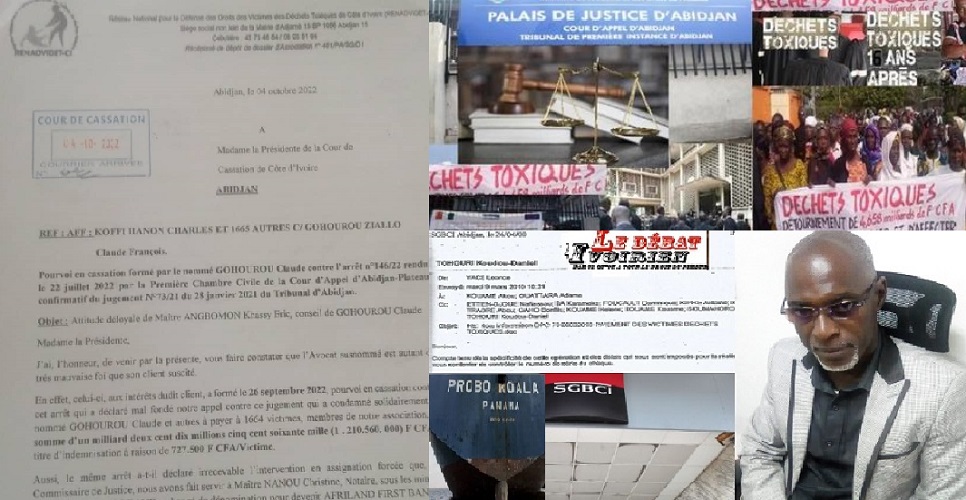 Chaudron Maurice, président de Chambre à la Cour de Cassation de Côte d'Ivoire. Un courrier de 11 pages  en date du 10 juillet 2023, adressé par les victimes  des déchets toxiques, membres du Renadvidet-ci ledebativoirien.net