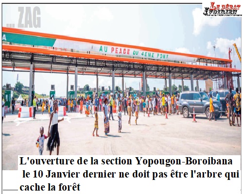 L'ouverture de la section Yopougon-Boroibana le 10 Janvier dernier ne doit pas être l'arbre qui cache la forêt ledebativoirien.net