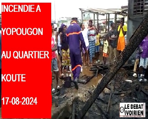 Yopougon Kouté-un incendie ravage un Magasin, 2 Temples de prière et un bâtiment d'habitations. La cause? LEDEBATIVOIRIEN.NET